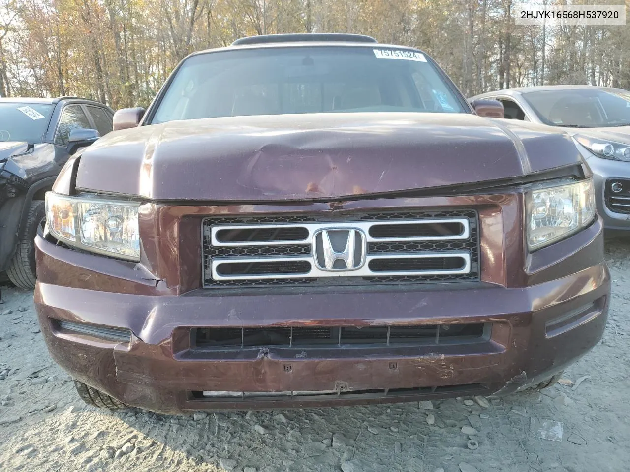 2008 Honda Ridgeline Rtl VIN: 2HJYK16568H537920 Lot: 75751524