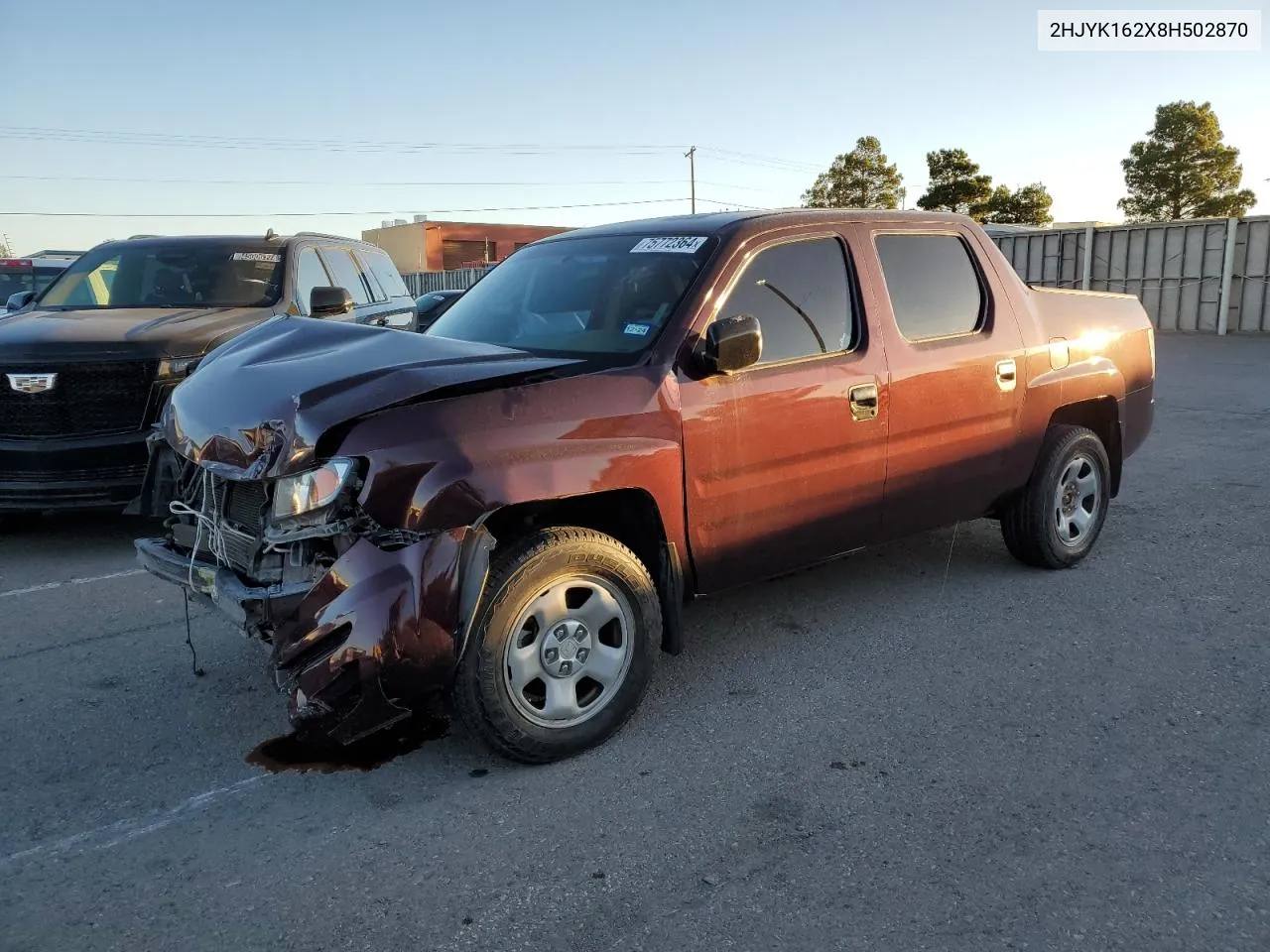 2008 Honda Ridgeline Rt VIN: 2HJYK162X8H502870 Lot: 75772364