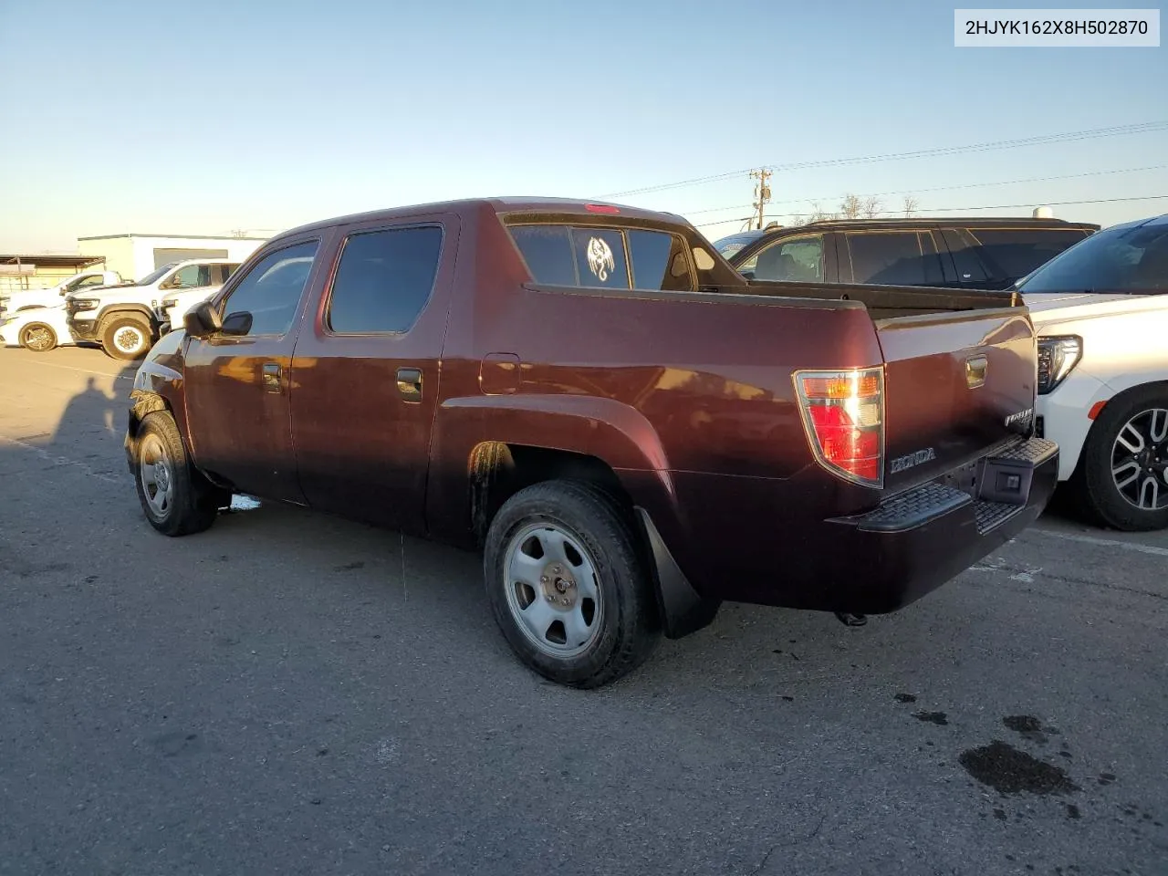 2008 Honda Ridgeline Rt VIN: 2HJYK162X8H502870 Lot: 75772364