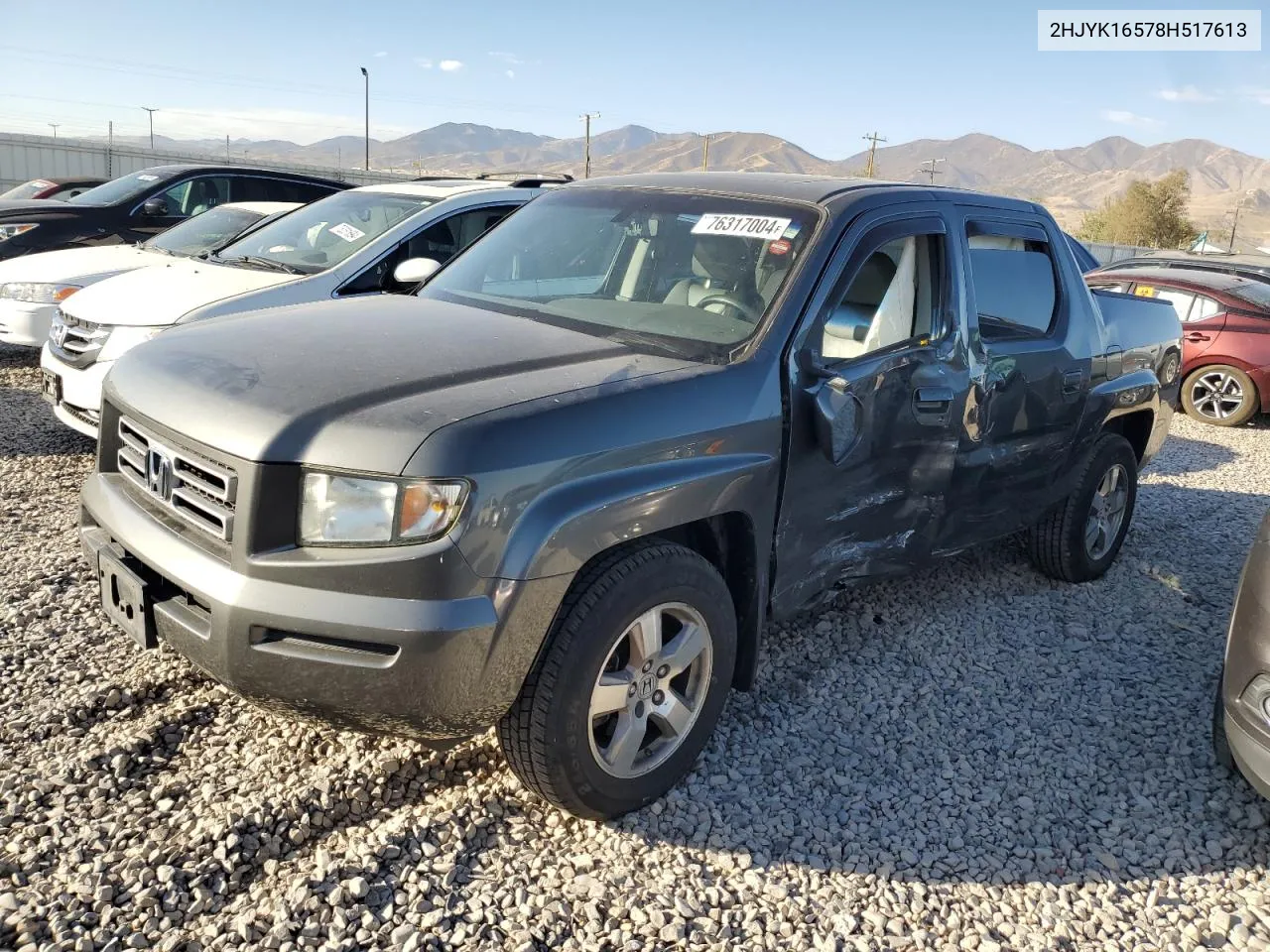 2008 Honda Ridgeline Rtl VIN: 2HJYK16578H517613 Lot: 76317004