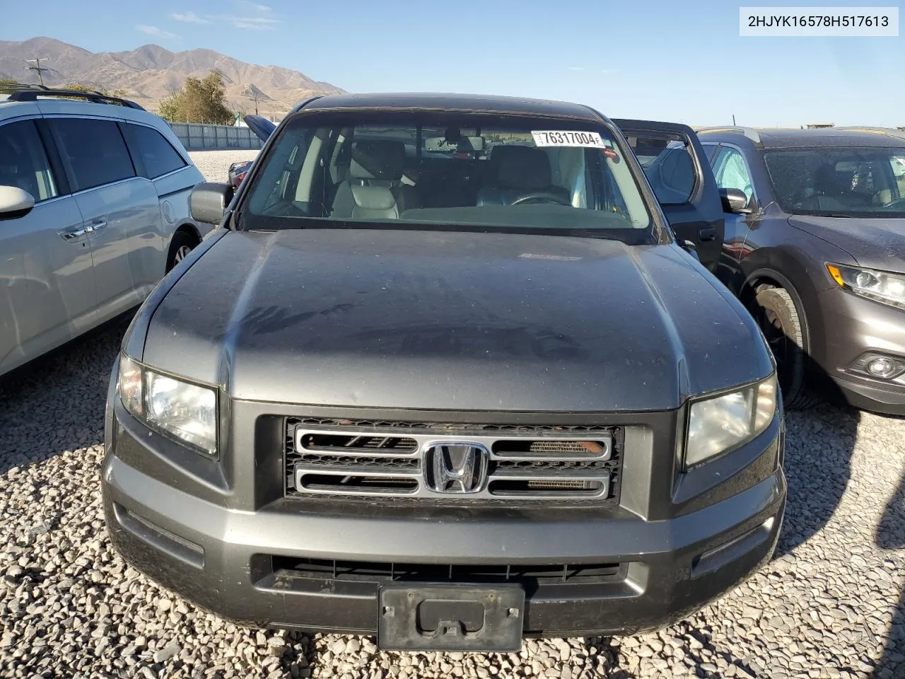 2008 Honda Ridgeline Rtl VIN: 2HJYK16578H517613 Lot: 76317004