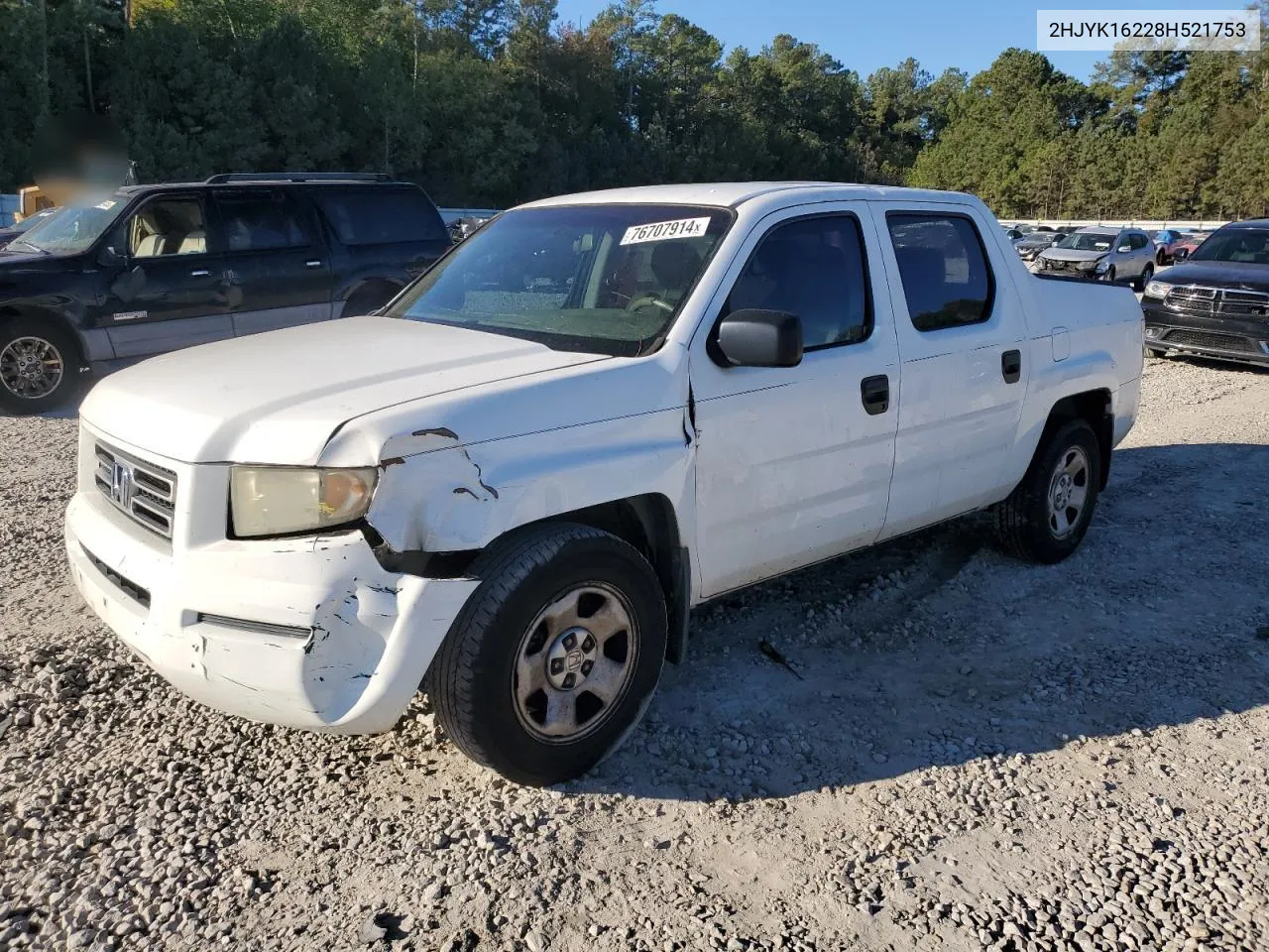 2008 Honda Ridgeline Rt VIN: 2HJYK16228H521753 Lot: 76707914