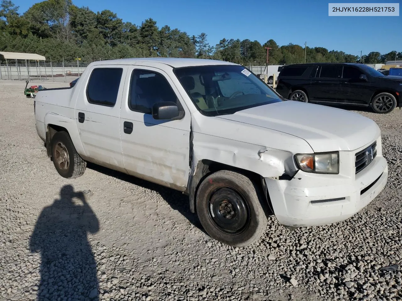 2008 Honda Ridgeline Rt VIN: 2HJYK16228H521753 Lot: 76707914