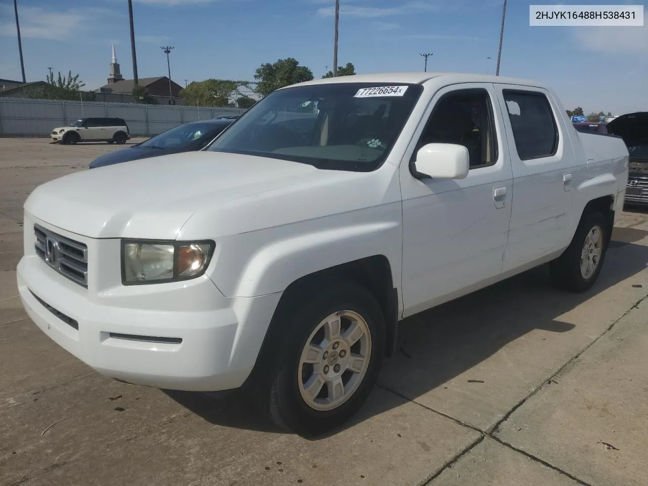 2008 Honda Ridgeline Rts VIN: 2HJYK16488H538431 Lot: 77226654