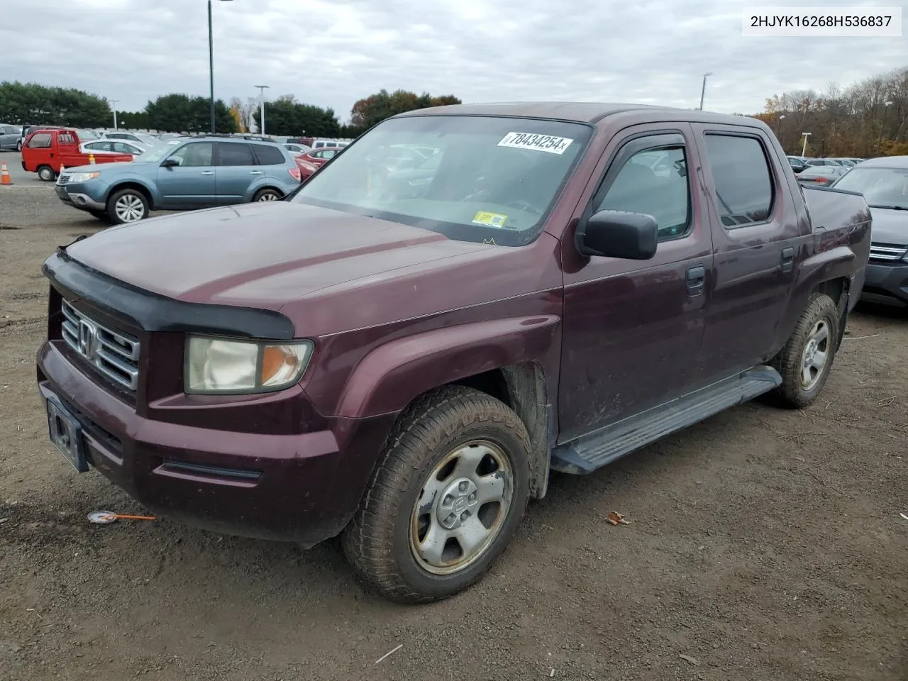 2008 Honda Ridgeline Rt VIN: 2HJYK16268H536837 Lot: 78434254