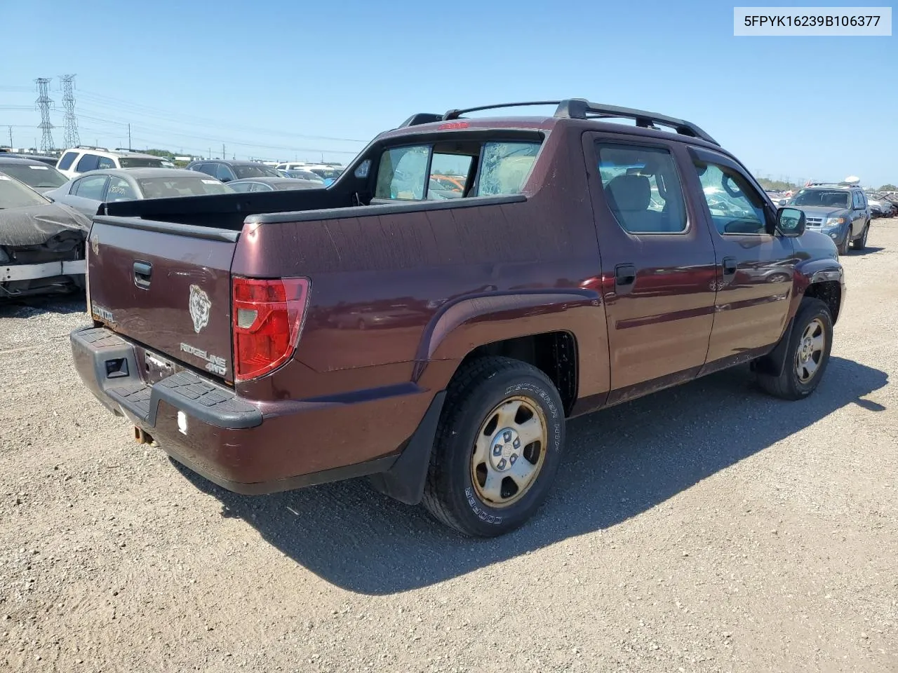 2009 Honda Ridgeline Rt VIN: 5FPYK16239B106377 Lot: 70242764