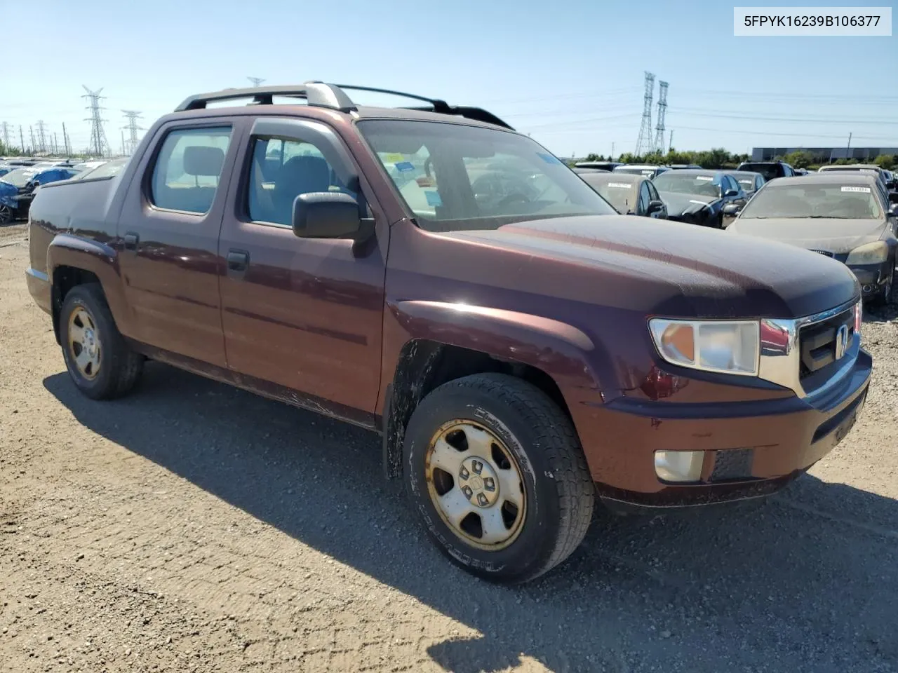 2009 Honda Ridgeline Rt VIN: 5FPYK16239B106377 Lot: 70242764