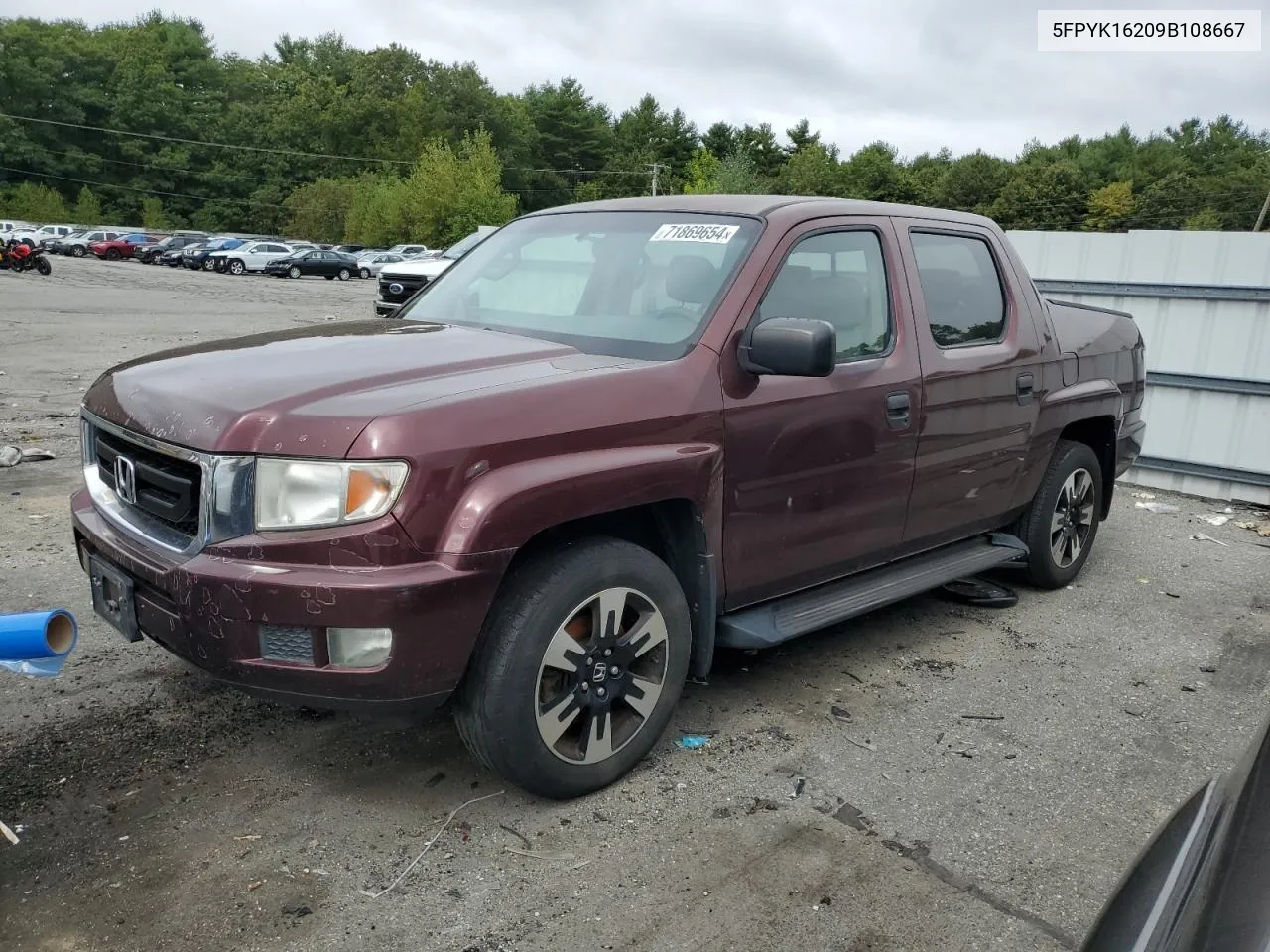 2009 Honda Ridgeline Rt VIN: 5FPYK16209B108667 Lot: 71869654