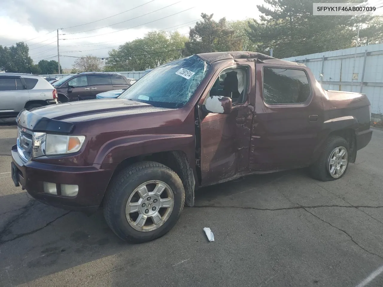 2010 Honda Ridgeline Rts VIN: 5FPYK1F46AB007039 Lot: 72581514