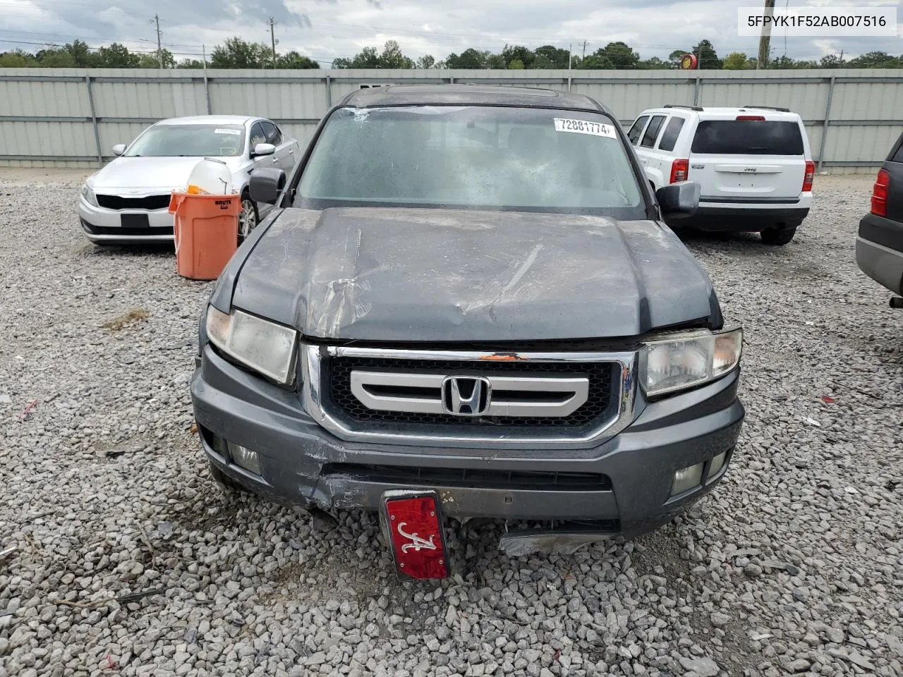 2010 Honda Ridgeline Rtl VIN: 5FPYK1F52AB007516 Lot: 72881774