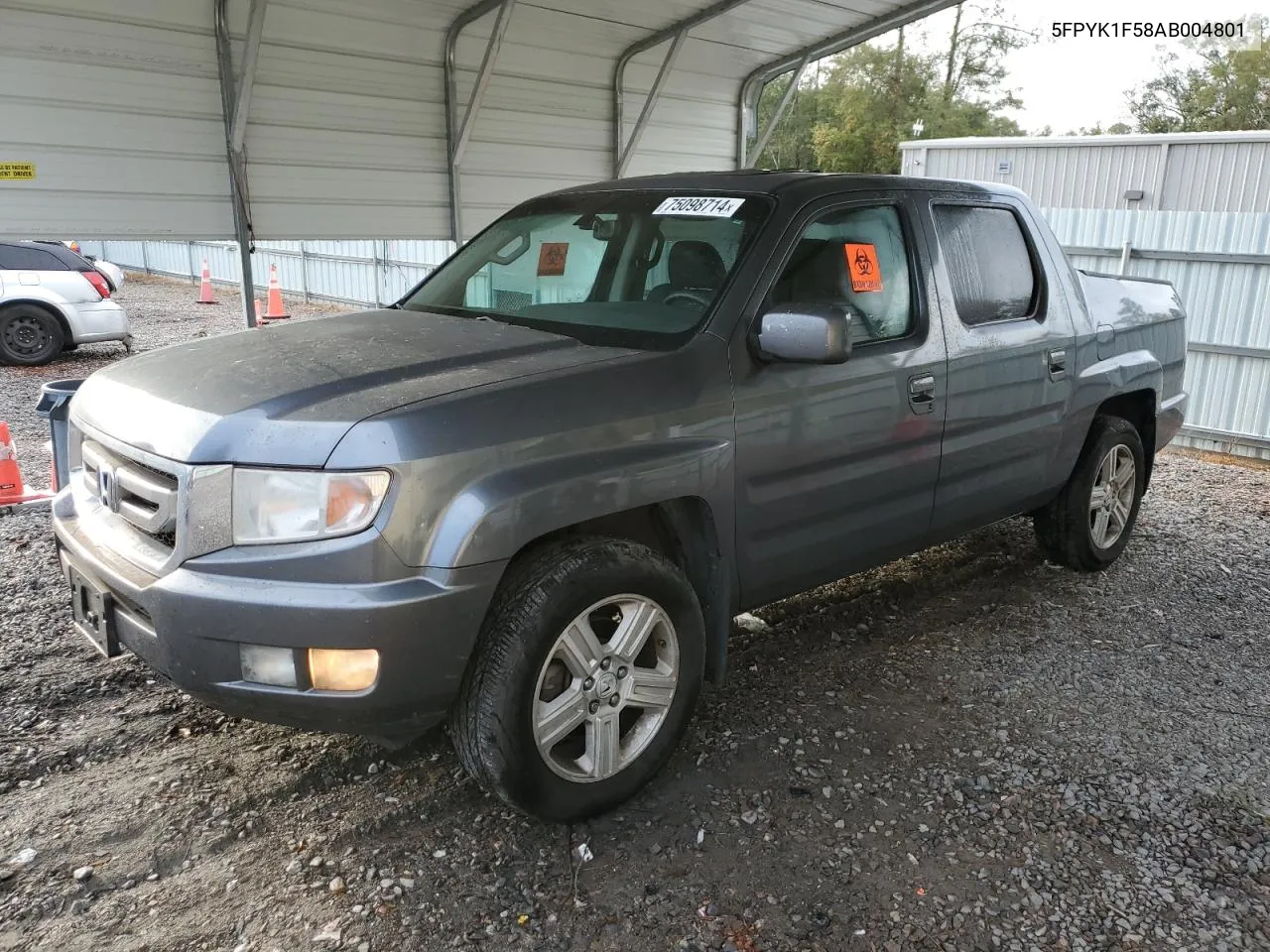 2010 Honda Ridgeline Rtl VIN: 5FPYK1F58AB004801 Lot: 75098714