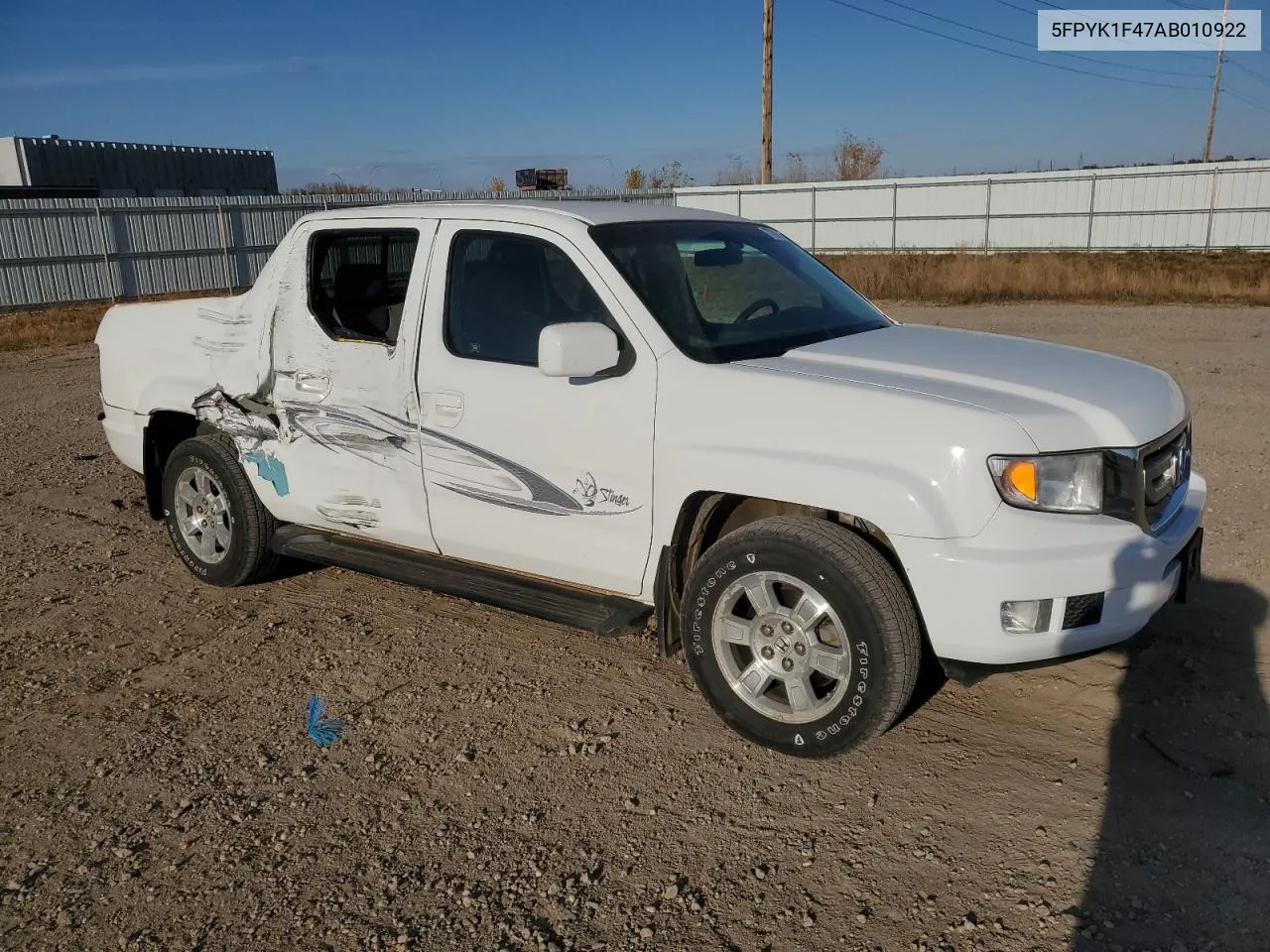 2010 Honda Ridgeline Rts VIN: 5FPYK1F47AB010922 Lot: 77881294