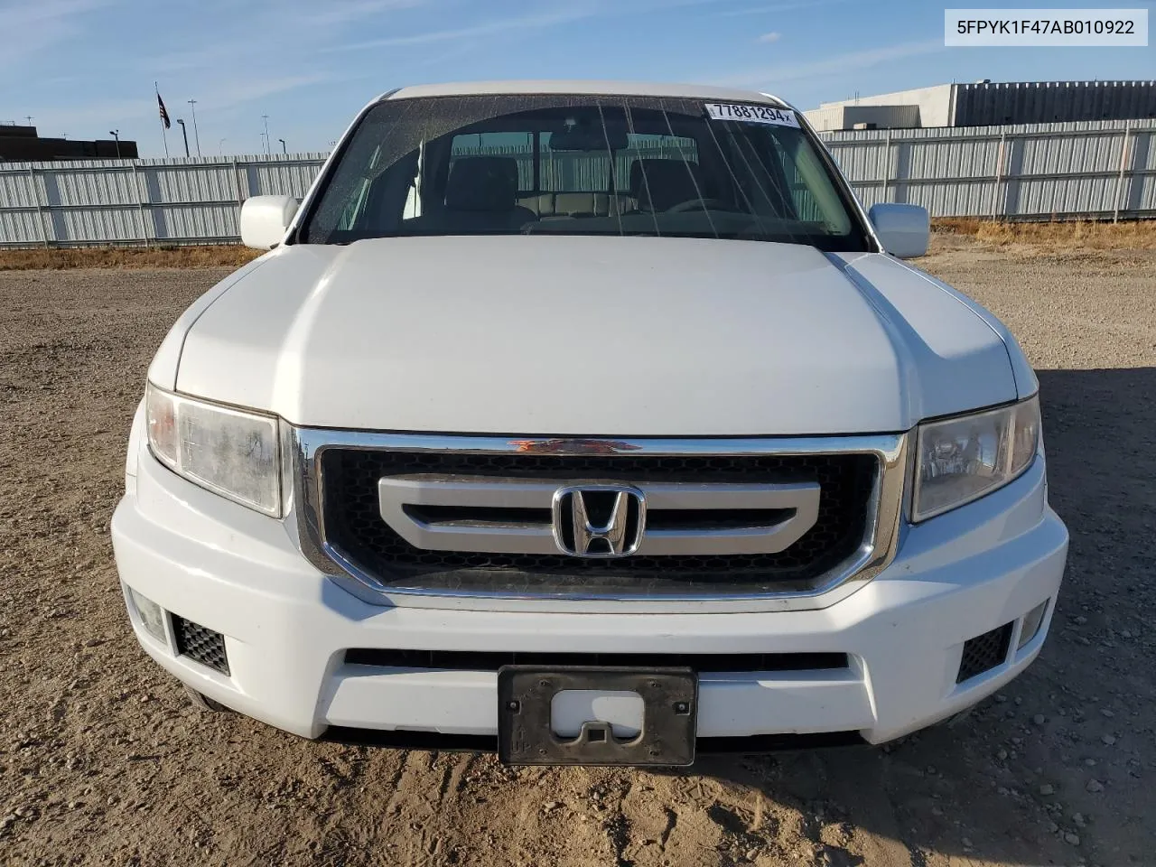 2010 Honda Ridgeline Rts VIN: 5FPYK1F47AB010922 Lot: 77881294