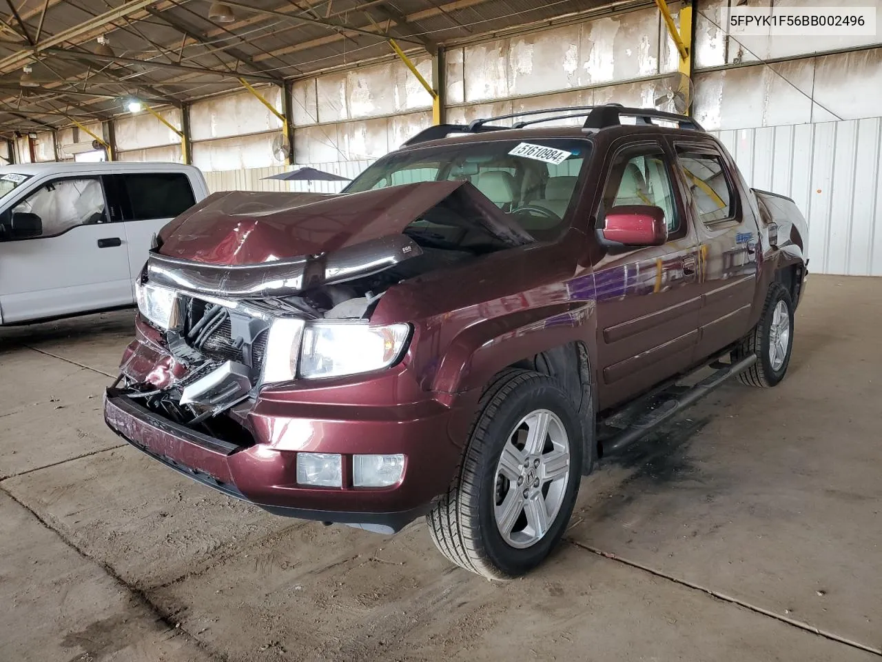 2011 Honda Ridgeline Rtl VIN: 5FPYK1F56BB002496 Lot: 51610984