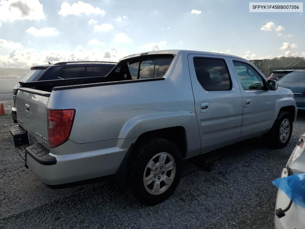 2011 Honda Ridgeline Rts VIN: 5FPYK1F45BB007356 Lot: 73854154