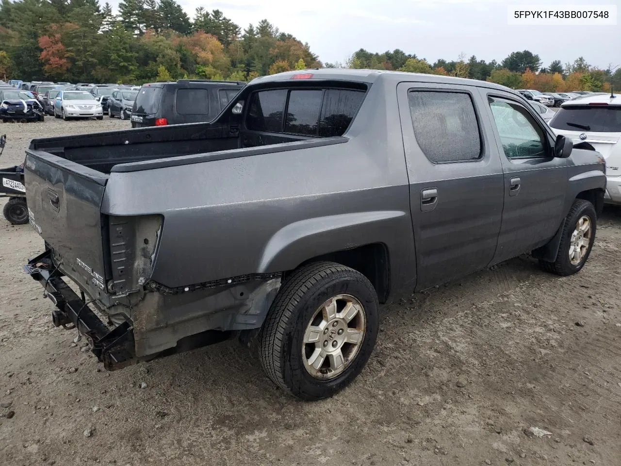 2011 Honda Ridgeline Rts VIN: 5FPYK1F43BB007548 Lot: 74873624