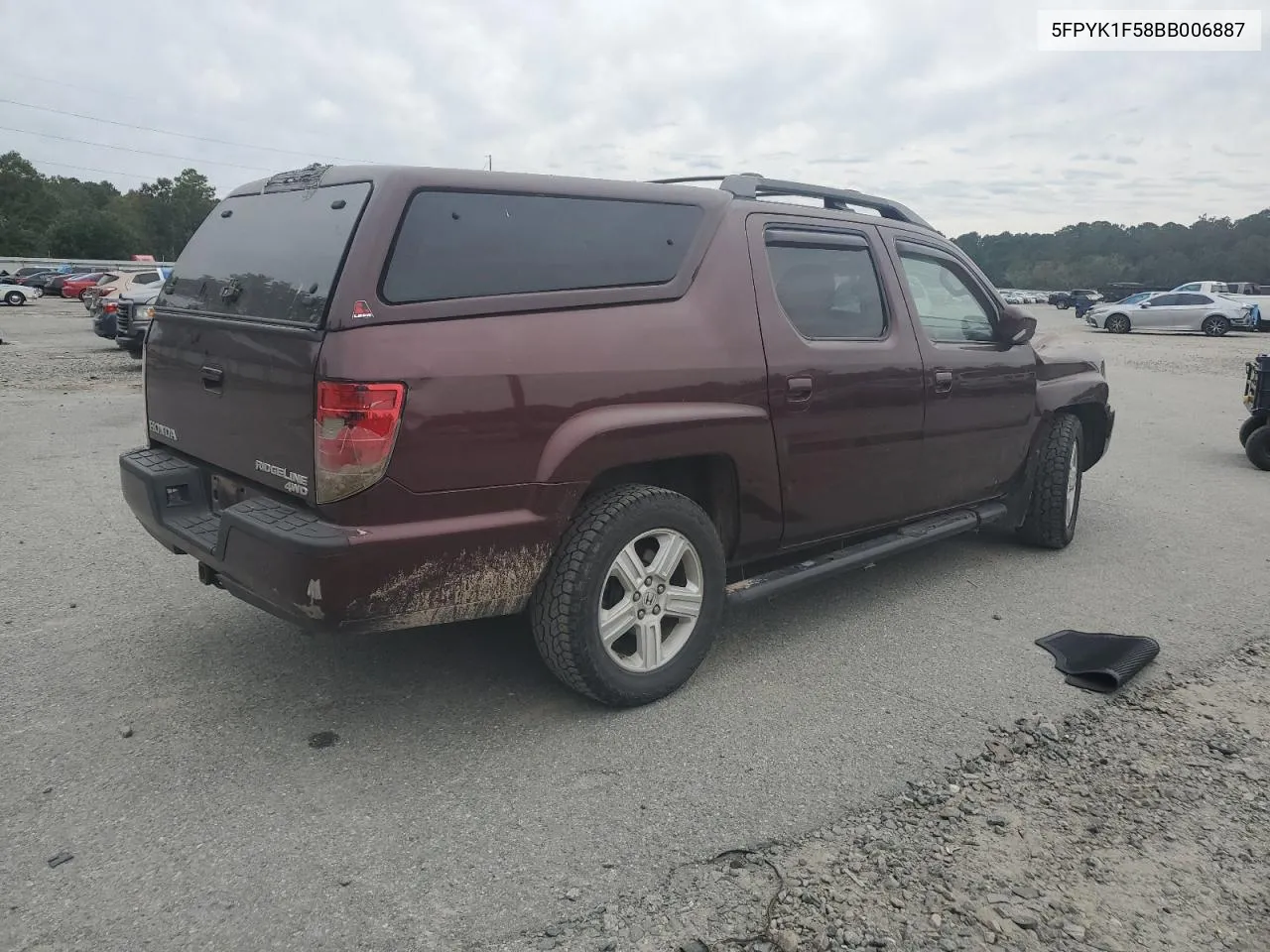 2011 Honda Ridgeline Rtl VIN: 5FPYK1F58BB006887 Lot: 75165964