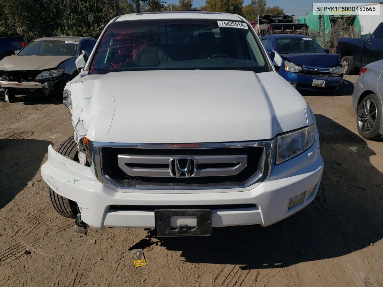 2011 Honda Ridgeline Rtl VIN: 5FPYK1F50BB453665 Lot: 76825914