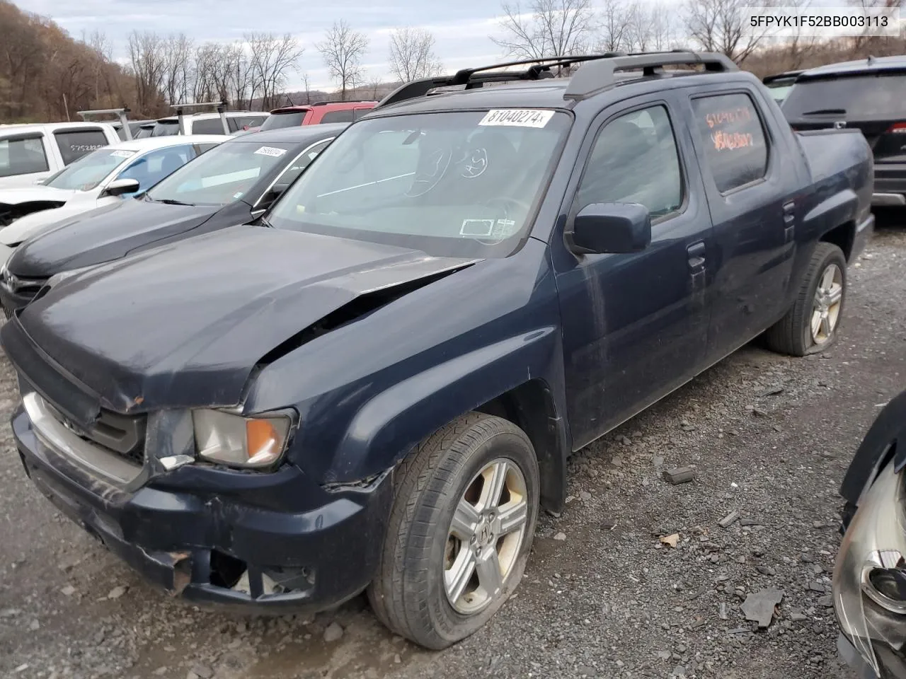 2011 Honda Ridgeline Rtl VIN: 5FPYK1F52BB003113 Lot: 81040274