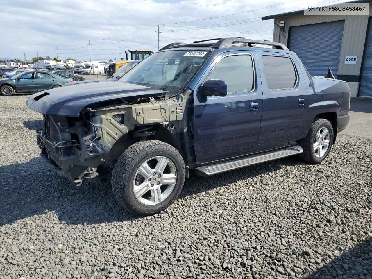 2012 Honda Ridgeline Rtl VIN: 5FPYK1F58CB458467 Lot: 71584384