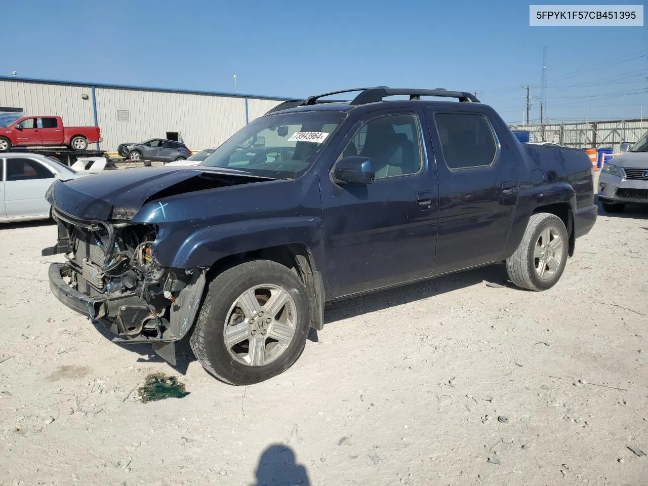 2012 Honda Ridgeline Rtl VIN: 5FPYK1F57CB451395 Lot: 73943964