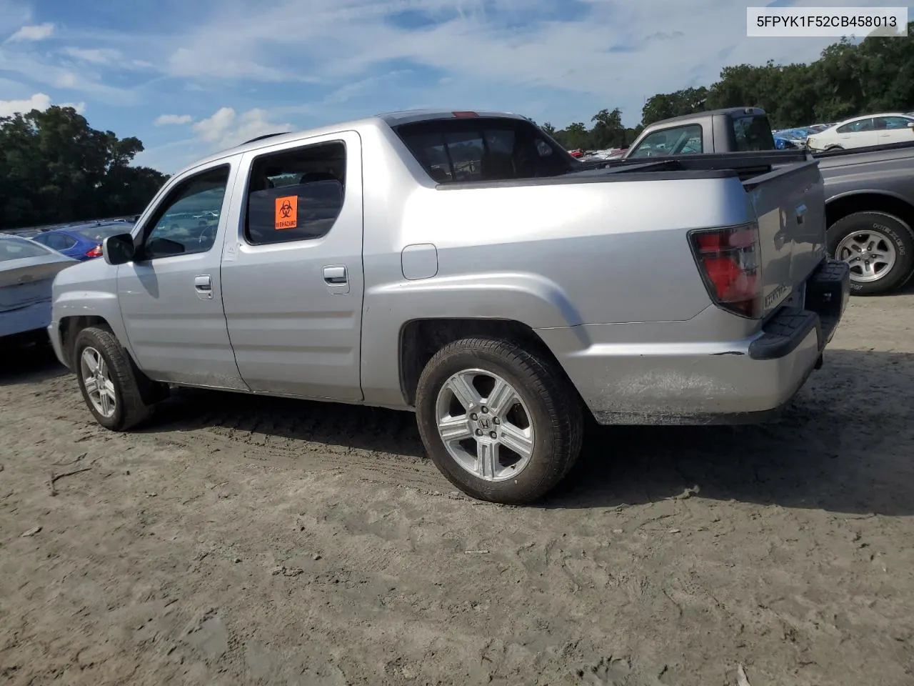 2012 Honda Ridgeline Rtl VIN: 5FPYK1F52CB458013 Lot: 75085694