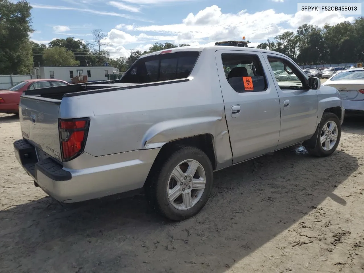 2012 Honda Ridgeline Rtl VIN: 5FPYK1F52CB458013 Lot: 75085694