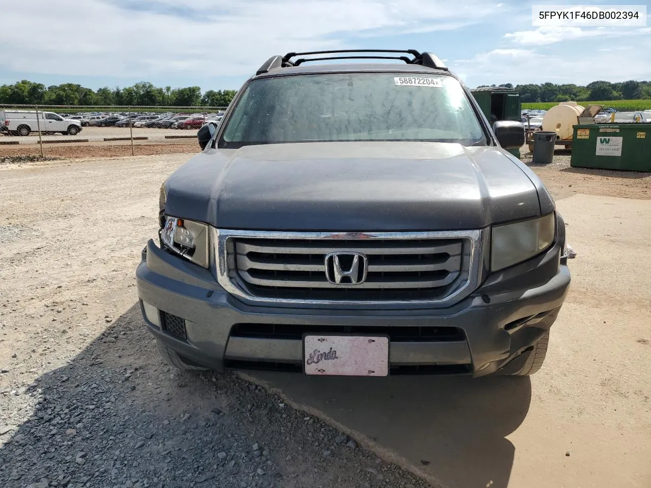 2013 Honda Ridgeline Rts VIN: 5FPYK1F46DB002394 Lot: 58872204