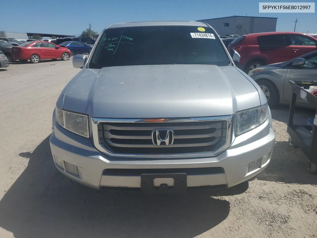 2014 Honda Ridgeline Rtl VIN: 5FPYK1F56EB012997 Lot: 71434814