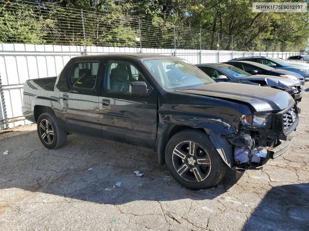 2014 Honda Ridgeline Sport VIN: 5FPYK1F75EB012197 Lot: 76663024