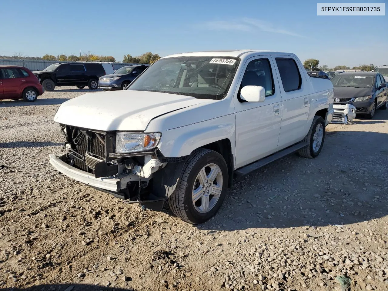 2014 Honda Ridgeline Rtl VIN: 5FPYK1F59EB001735 Lot: 76753764