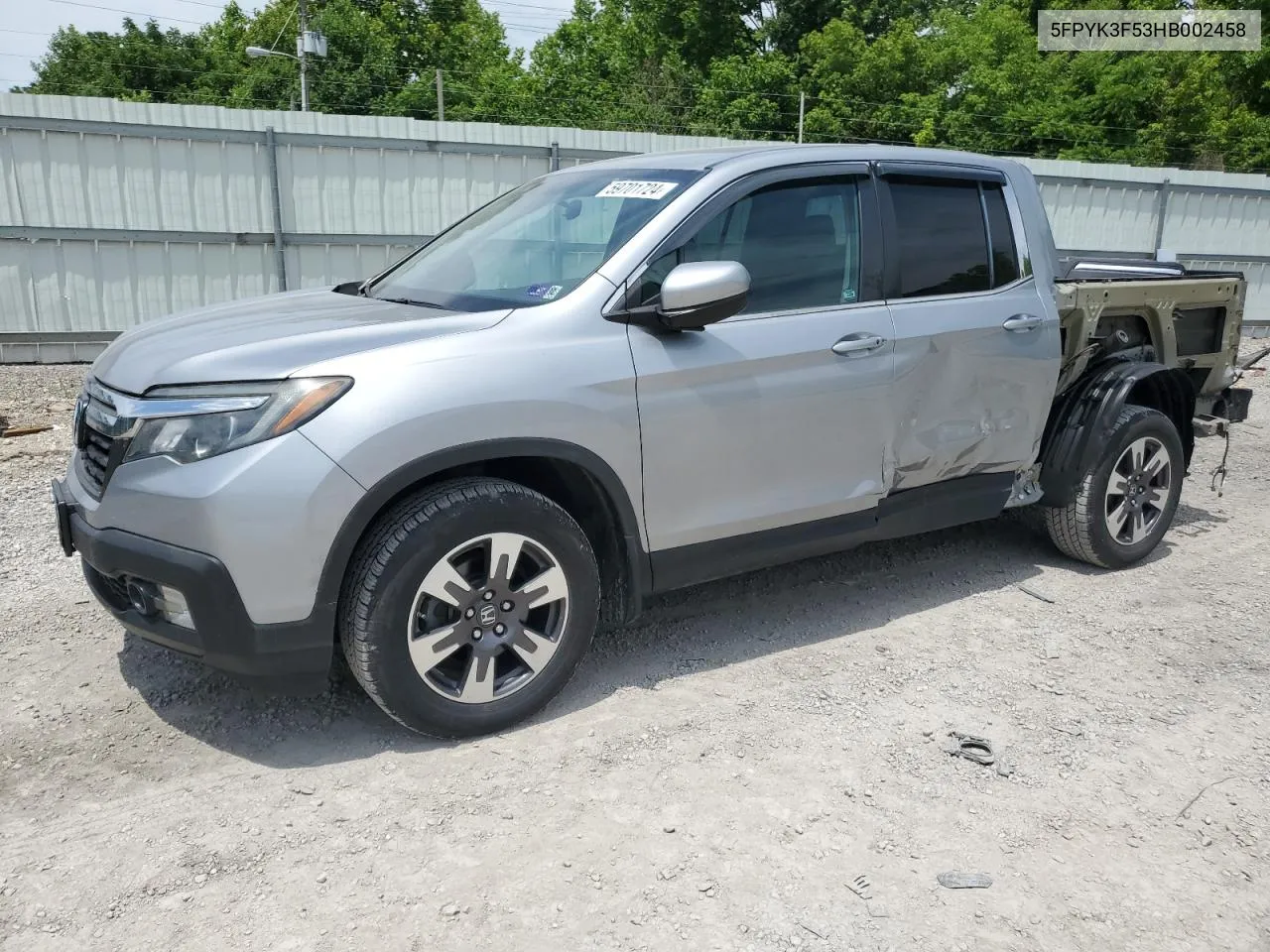 5FPYK3F53HB002458 2017 Honda Ridgeline Rtl