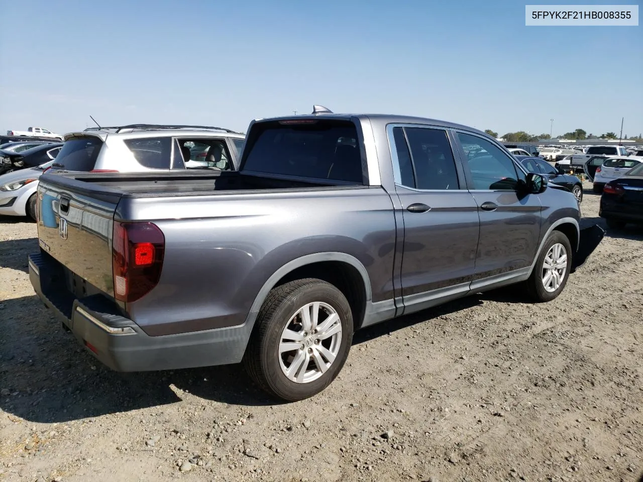 2017 Honda Ridgeline Rt VIN: 5FPYK2F21HB008355 Lot: 70291164