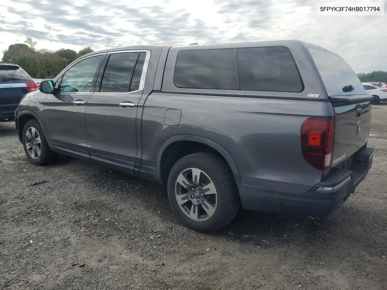 5FPYK3F74HB017794 2017 Honda Ridgeline Rtl