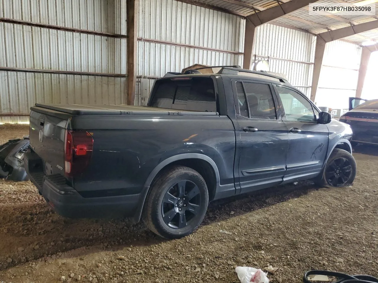 5FPYK3F87HB035098 2017 Honda Ridgeline Black Edition