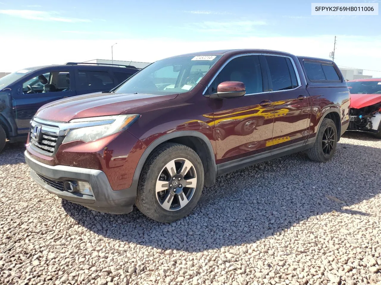 2017 Honda Ridgeline Rtl VIN: 5FPYK2F69HB011006 Lot: 72452214