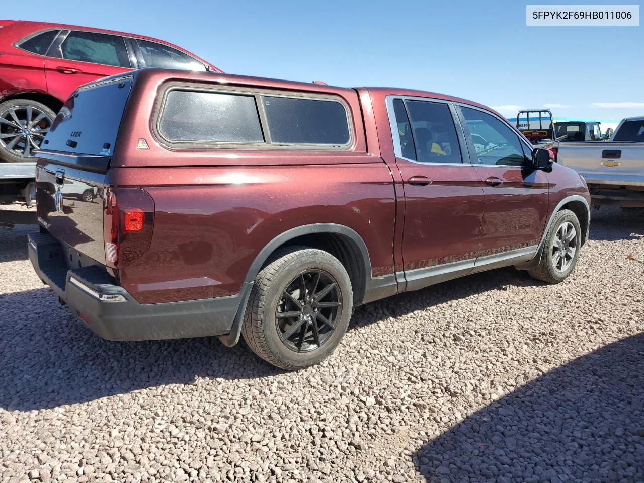 2017 Honda Ridgeline Rtl VIN: 5FPYK2F69HB011006 Lot: 72452214