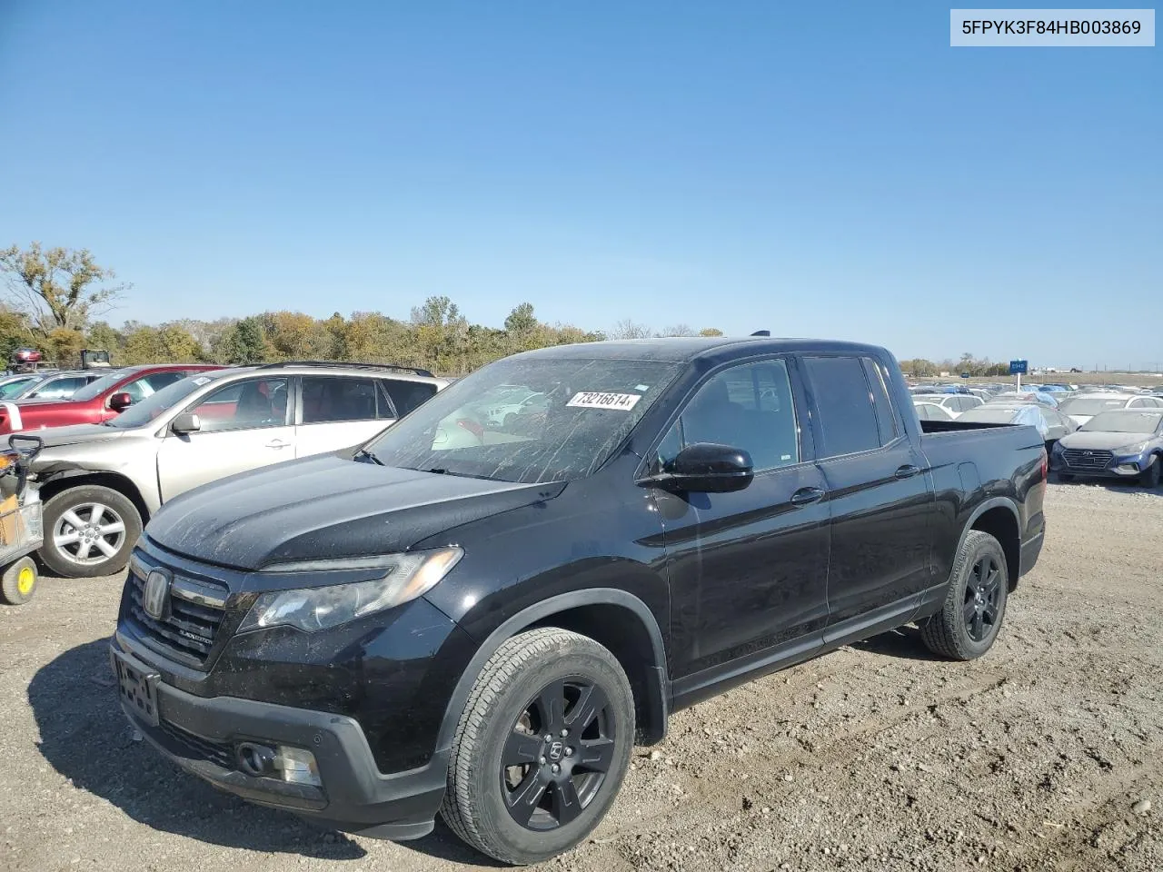 2017 Honda Ridgeline Black Edition VIN: 5FPYK3F84HB003869 Lot: 73216614