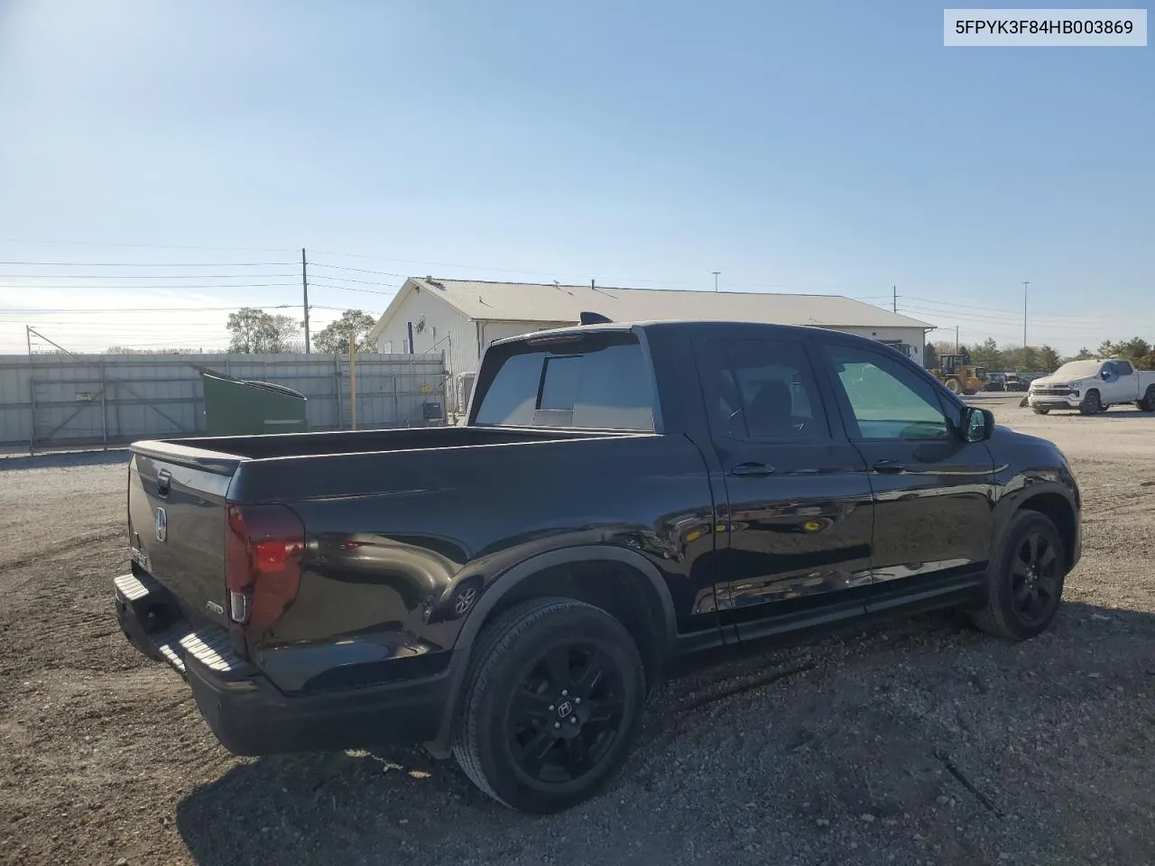 2017 Honda Ridgeline Black Edition VIN: 5FPYK3F84HB003869 Lot: 73216614