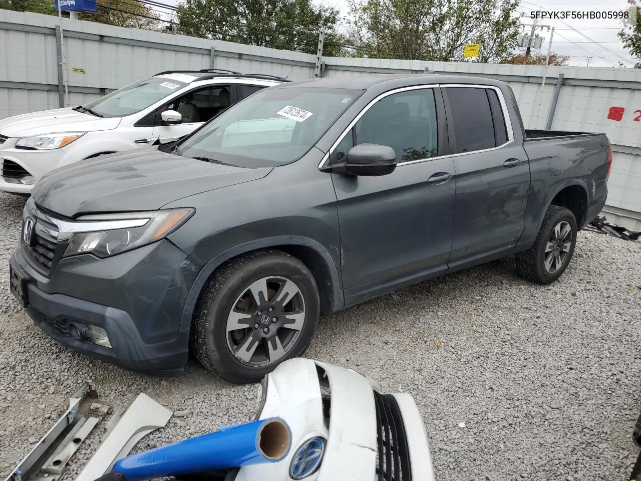 2017 Honda Ridgeline Rtl VIN: 5FPYK3F56HB005998 Lot: 73612674