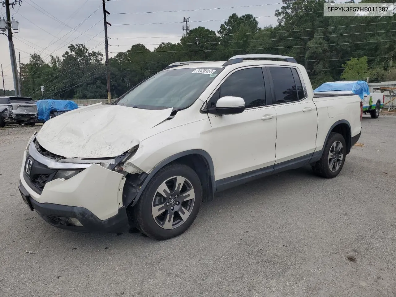 2017 Honda Ridgeline Rtl VIN: 5FPYK3F57HB011387 Lot: 74426954