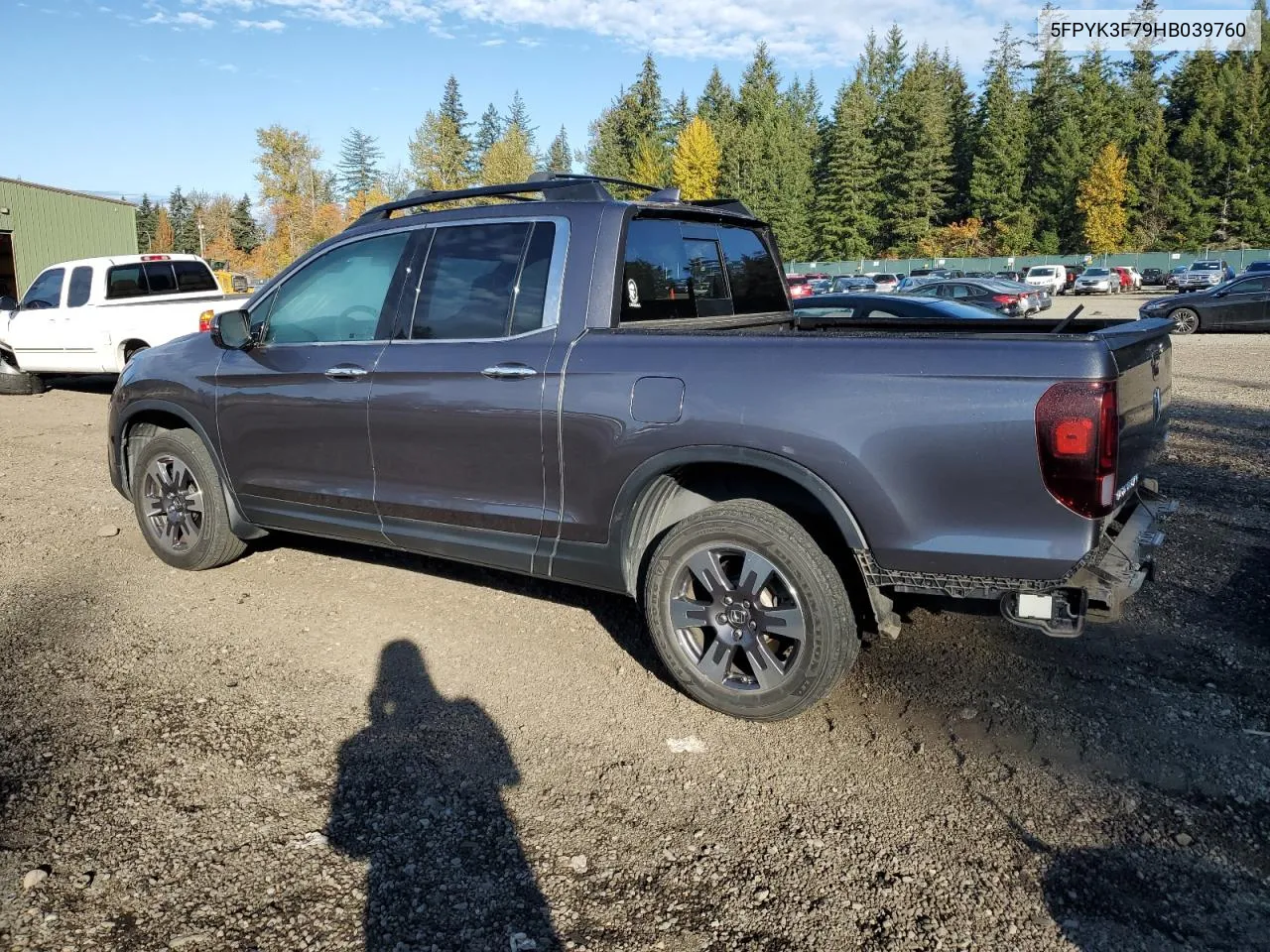 2017 Honda Ridgeline Rtl VIN: 5FPYK3F79HB039760 Lot: 74954994