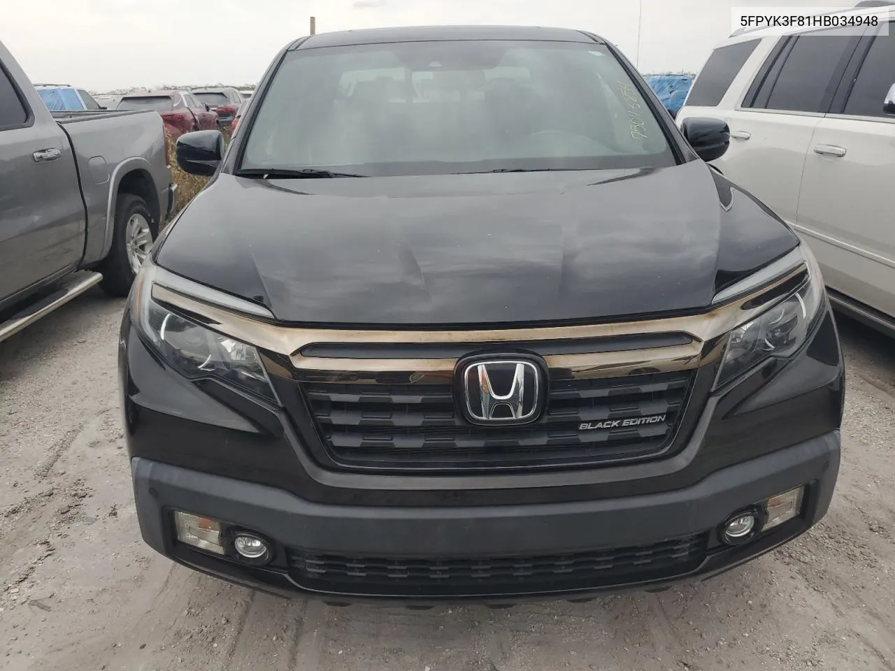 2017 Honda Ridgeline Black Edition VIN: 5FPYK3F81HB034948 Lot: 75073854