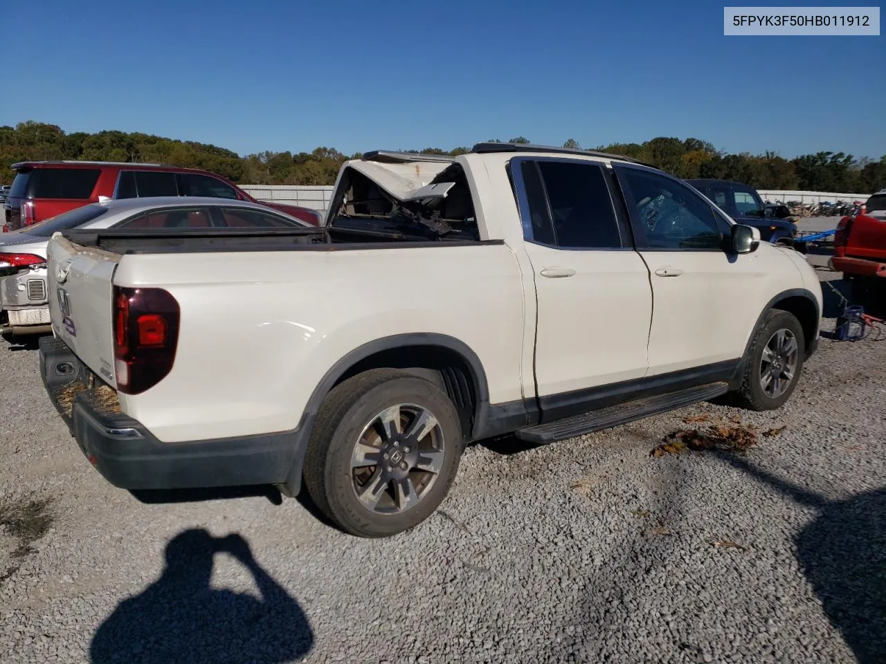 2017 Honda Ridgeline Rtl VIN: 5FPYK3F50HB011912 Lot: 76186534