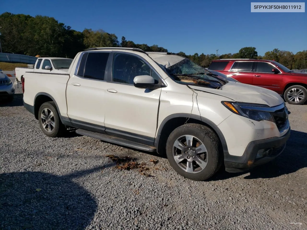 2017 Honda Ridgeline Rtl VIN: 5FPYK3F50HB011912 Lot: 76186534