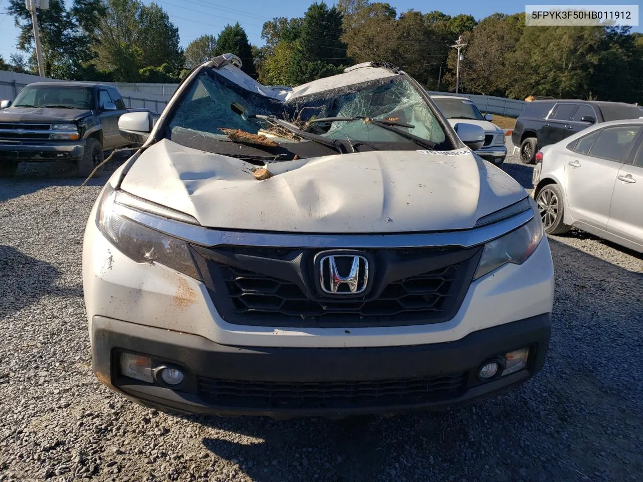 2017 Honda Ridgeline Rtl VIN: 5FPYK3F50HB011912 Lot: 76186534