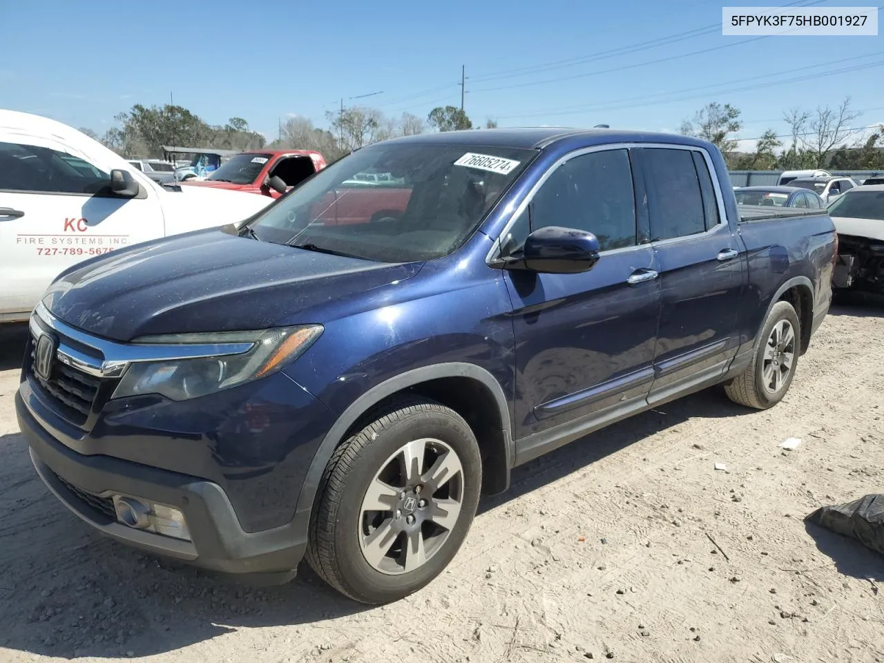 2017 Honda Ridgeline Rtl VIN: 5FPYK3F75HB001927 Lot: 76605274