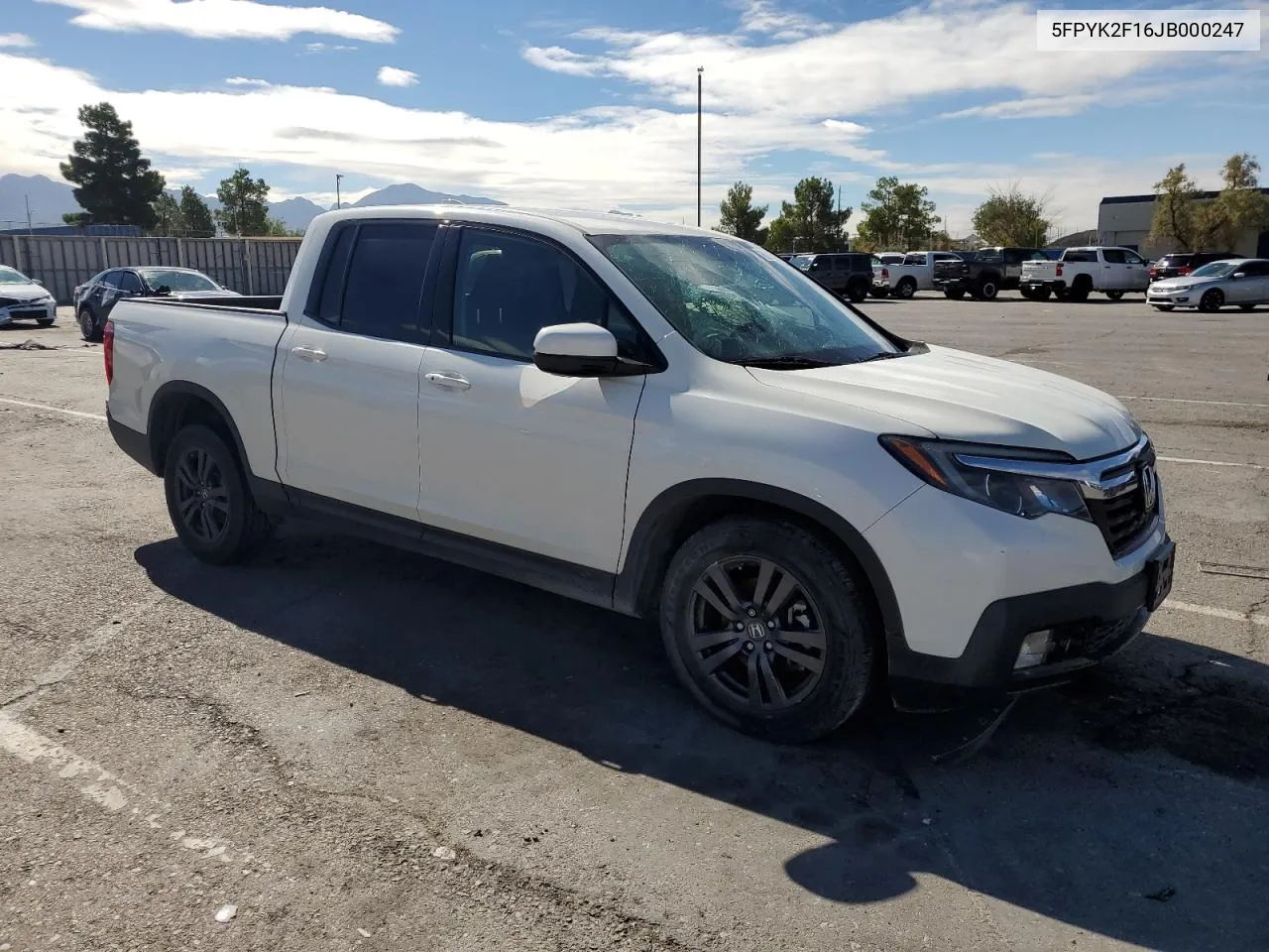 2018 Honda Ridgeline Sport VIN: 5FPYK2F16JB000247 Lot: 69509294