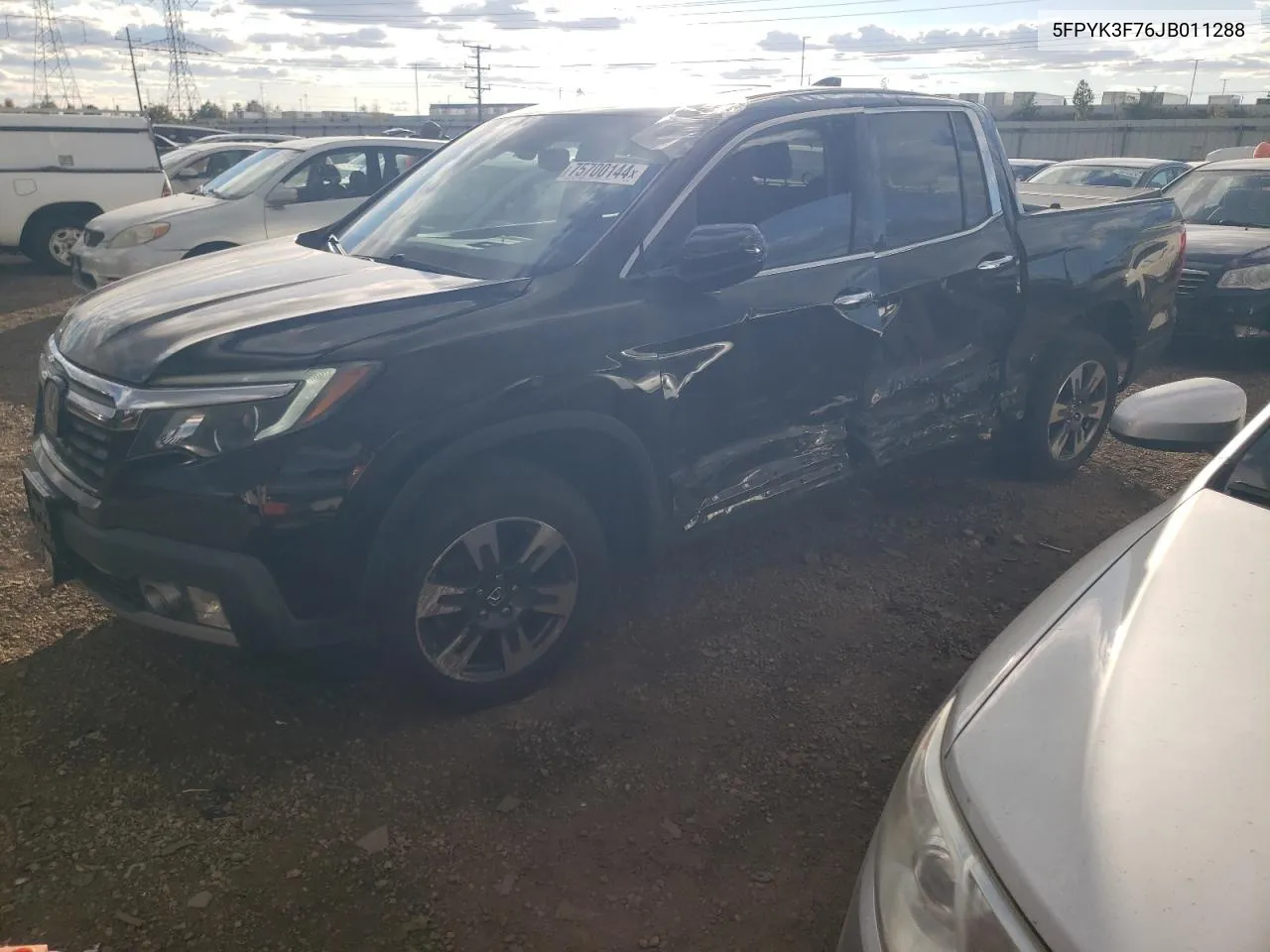 2018 Honda Ridgeline Rtl VIN: 5FPYK3F76JB011288 Lot: 75700144