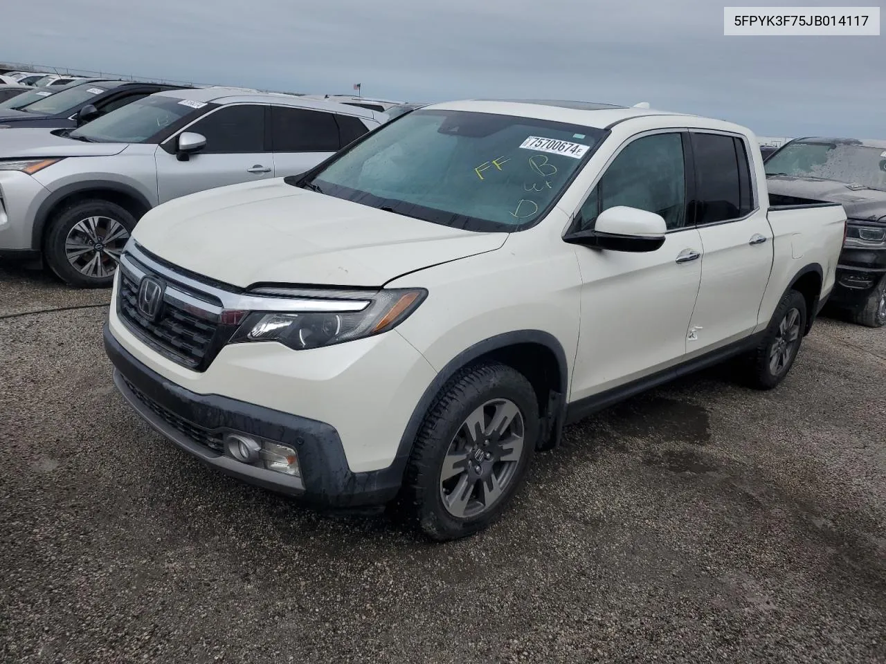 2018 Honda Ridgeline Rtl VIN: 5FPYK3F75JB014117 Lot: 75700674